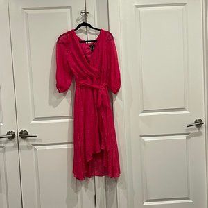 DNKY Women's Blouson Sleeve Clip Dot Surplice Wrap Dress - NWT